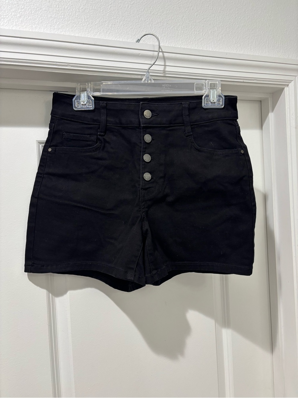 Like New Nine West Black High-Rise Button-Fly Denim Shorts